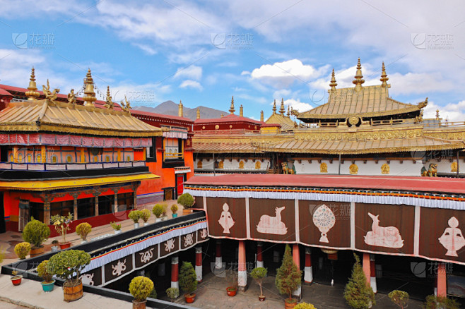 大昭寺,灵性,水平画幅,无人,符号,屋顶,山,金色