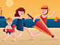 Relay race on the beach