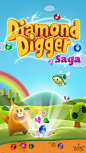 Diamond Digger Saga #Puzzle#Arcade#ios#Entertainment Game Logo, Game Ui, Candy Crush Saga, Splash Screen, First Event, Website Features, Game Item, Digger, Diamond