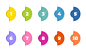Number bullet points 1 to 12 Trendy markers template  set