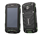 This may contain: an image of a cell phone with green trimmings on the front and back