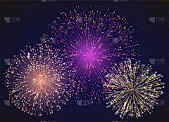 五彩缤纷的烟花在夜空，庆祝