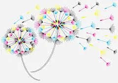 手绘炫彩蒲公英矢量图免抠素材_新图网 https://ixintu.com 彩色 手绘 炫彩蒲公英 蒲公英 矢量图