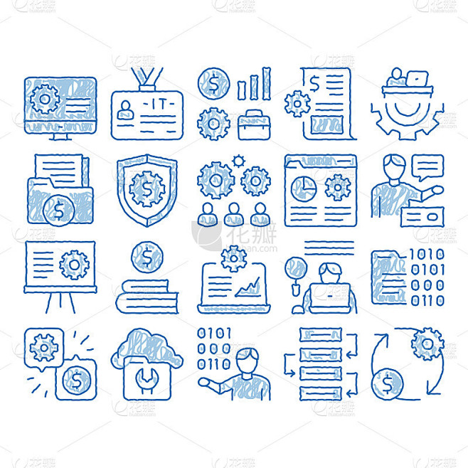 It经理开发图标手绘插图