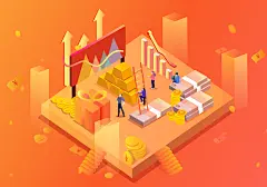 橙色箭头创意大气金融经济矢量素材