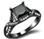 2.40ct Black Princess Cut Diamond Engagement Ring 18k Black Gold  关注时尚 关注搭配 关注MZ教你完美搭配 #时尚#@北坤人素材