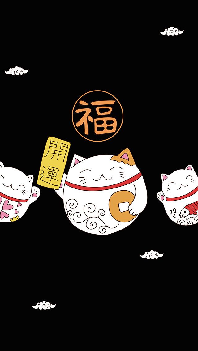 祥云招财猫黑