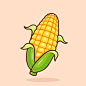 矢量可爱的卡通甜蔬菜玉米矢量插图
