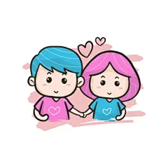 手拉手的情侣卡通插画