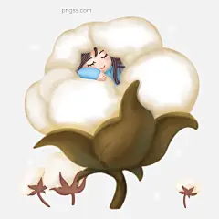 手绘卡通可爱女孩寒露在棉花里睡觉元素PNG搜索网 - 精选免抠素材_透明PNG图片分享下载_pngss.com