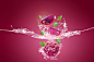 高清水花飞溅水果桃子葡萄牛油果百香果海报广告图片PSD背景素材