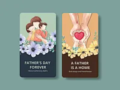 父亲节亲情人物插画海报插图2