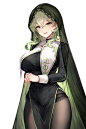 Anime 2731x4096 lillly anime girls nun outfit green hair