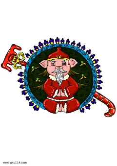 手绘插画猪年猪八戒猪图片png免抠元素卡通手绘背景装饰免扣图片设计图案