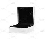 白色和黑色的珠宝盒。关闭了。在白色背景上隔离