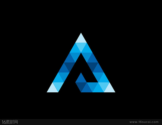 低多边形蓝色渐变三角形logo矢量素材