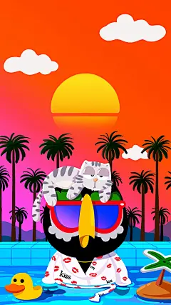 原创作品： #Olly猫头鹰#清凉一夏壁纸+夏日更新！  