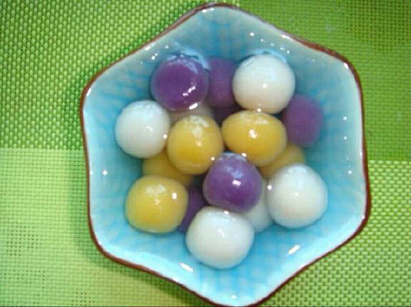 【三色芋圆】原料：紫薯、红薯、芋头各30...