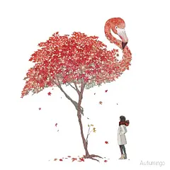 日本画师嘉村ギミ绘制的四季精灵鸟系列，将春夏秋冬与动植物相结合，太好看了 ​ ​​​​