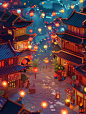 节日元宵节小镇素材图AI图