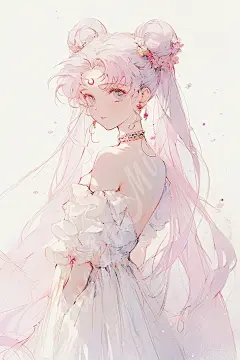 简约壁纸简单素雅美少女战士 水兵月插画