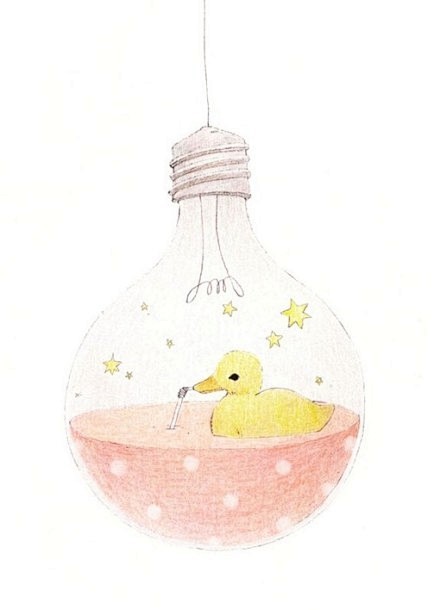 #森女插画#小鸭子在灯泡里