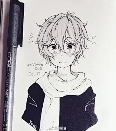手绘黑白动漫女孩线稿(ins:yoaihime)