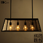 【kc灯具】loft复古餐桌灯 铁艺玻璃箱餐厅灯长方形创意四头吊灯