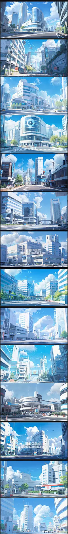 465 现代科技城市街道建筑场景 插画日系动漫二次元游戏设计素材-淘宝网-花瓣网