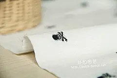 朴田〓日本订单 全棉 手工DIY布/布料 白底刺绣黑骷髅