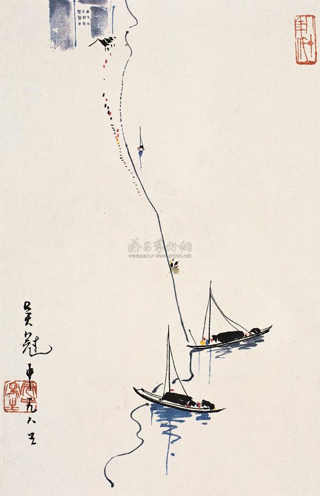 吴冠中 1985年作 水乡小景 立轴 设...