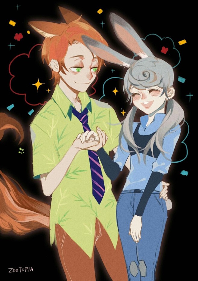 疯狂动物城迪士尼电影朱迪尼克cp同人图