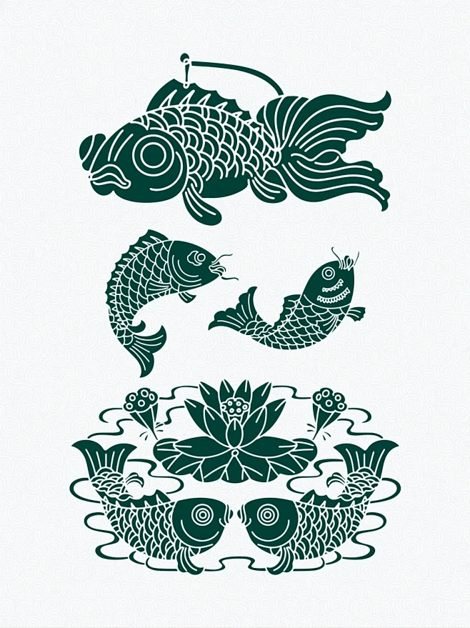 传统图案纹样|鱼纹【二】-花瓣网