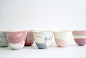 Pinto Cups from 'bril', japan. 不完全混合的色泥给每一只杯子带来了独特的色调。