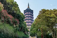 舟山群岛普陀山中国传统佛塔，中国观音菩萨宝地