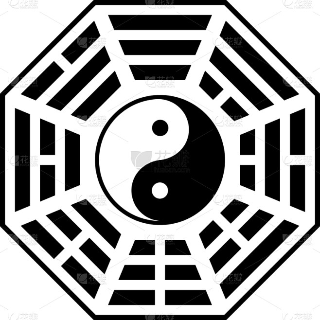 道教,图标,平坦的,丰,阴阳符,矢量