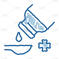 滴糖浆到勺子涂鸦图标手绘插图