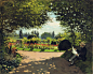 458-莫奈-Monet Reading in the Garden, 1866