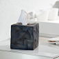 Crinkle Tissue Box Cover : A thoughtfully-designed tissue box cover that is fun, functional and practical. Made of plastic. Approximate size of 5" X 5" X 5". Fits most kleenex boxes, but may be too small for others. Please allow 2 weeks for