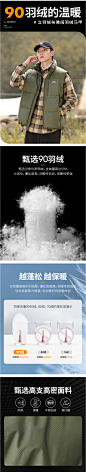 【高支高密】立领绒布拼接贴袋户外山系微阔工装休闲男式羽绒马甲