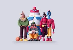 当插画遇到C4D : 随着数字化和智能化的时代到来，用C4D建模渲染来做设计已成为了一种新趋势练，3D的效果会更加饱满以及更有冲击力，可以通过立体的形态去增加画面的质感，让画面更有深度