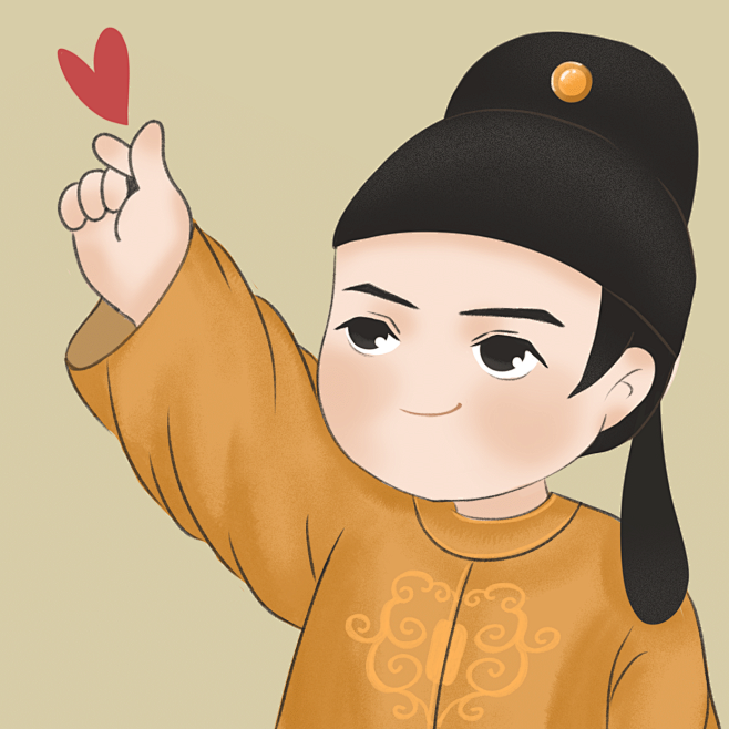 古风手绘情侣微信头像