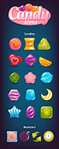 Candy Icons Pack for Match 3 Game : Candy icon pack for match 3 game and boosters