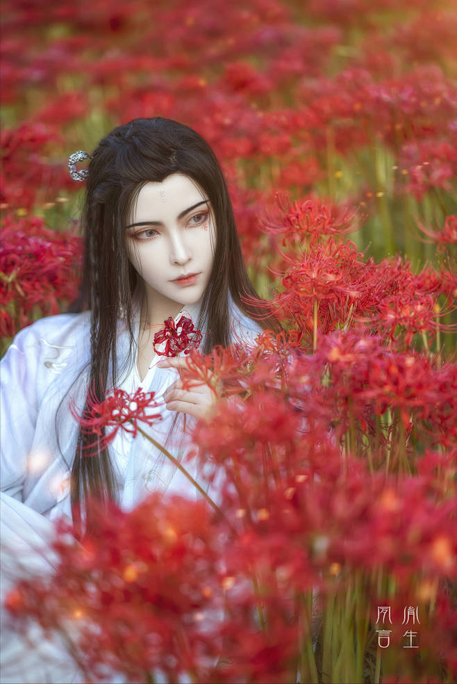 角色扮演古风古装cose妆面绘画参考花瓣雨清露言生是男装大佬是女孩子