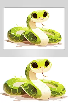 AI数字艺术蛇年可爱小青蛇插画