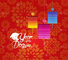 狗,2018,梅花,春节,白色,亚洲,传统,红色,问候