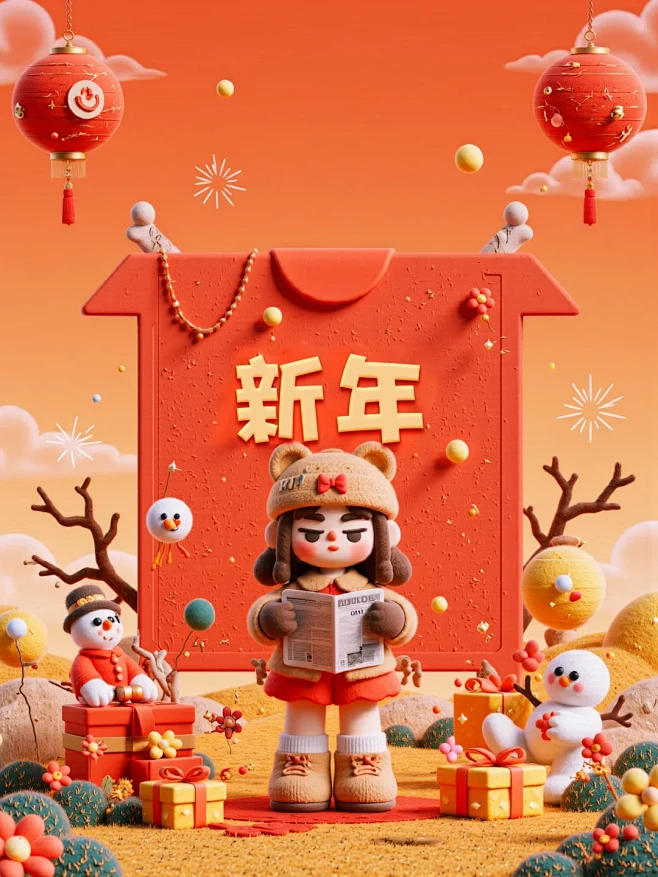 【AIGC】Flux 新年可爱女孩 - ...