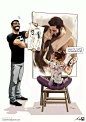 搞笑的美式漫画描绘夫妻的日常生活,插画,漫画家,Yehuda,漫画