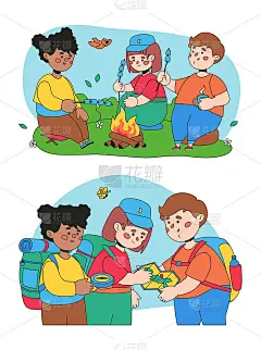 儿童旅行-色彩缤纷的平面设计风格插图