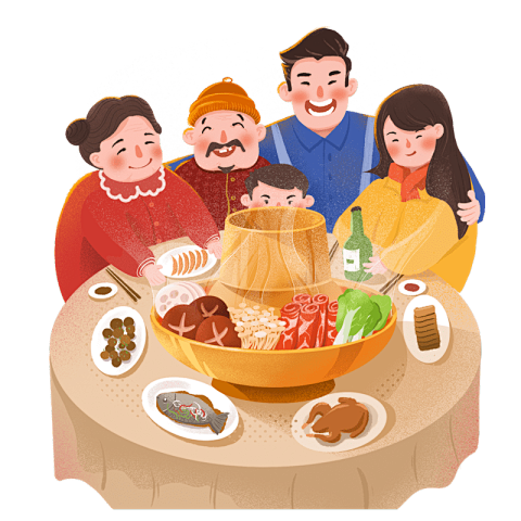 春节主图素材拆解图-年夜饭 @美工资源....
